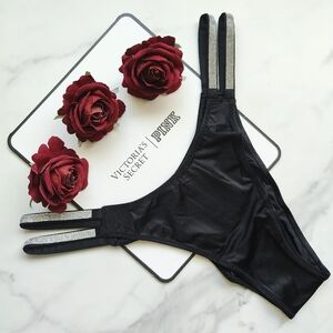 NWT VICTORIA'S SECRET VERY SEXY SMOOTH DOUBLE SHINE STRAP BRAZILIAN PANTY IN BLA